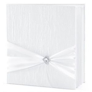 Księga Gości PartyDeco 20.5x20.5cm/22 Biała/Rozeta srebrna